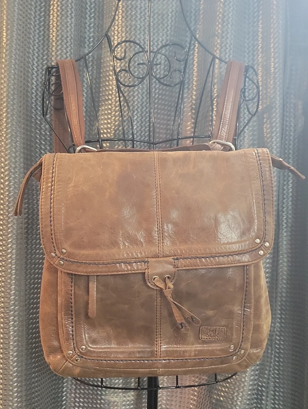 The Sak Rustic Brown Leather Flap Backpack